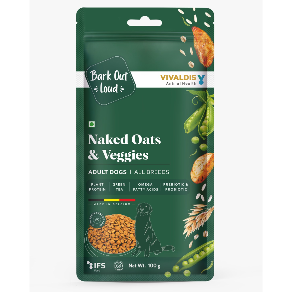 Bark Out Loud Naked Oats & Veggies, Veg Adult Dog Dry Food (100g)