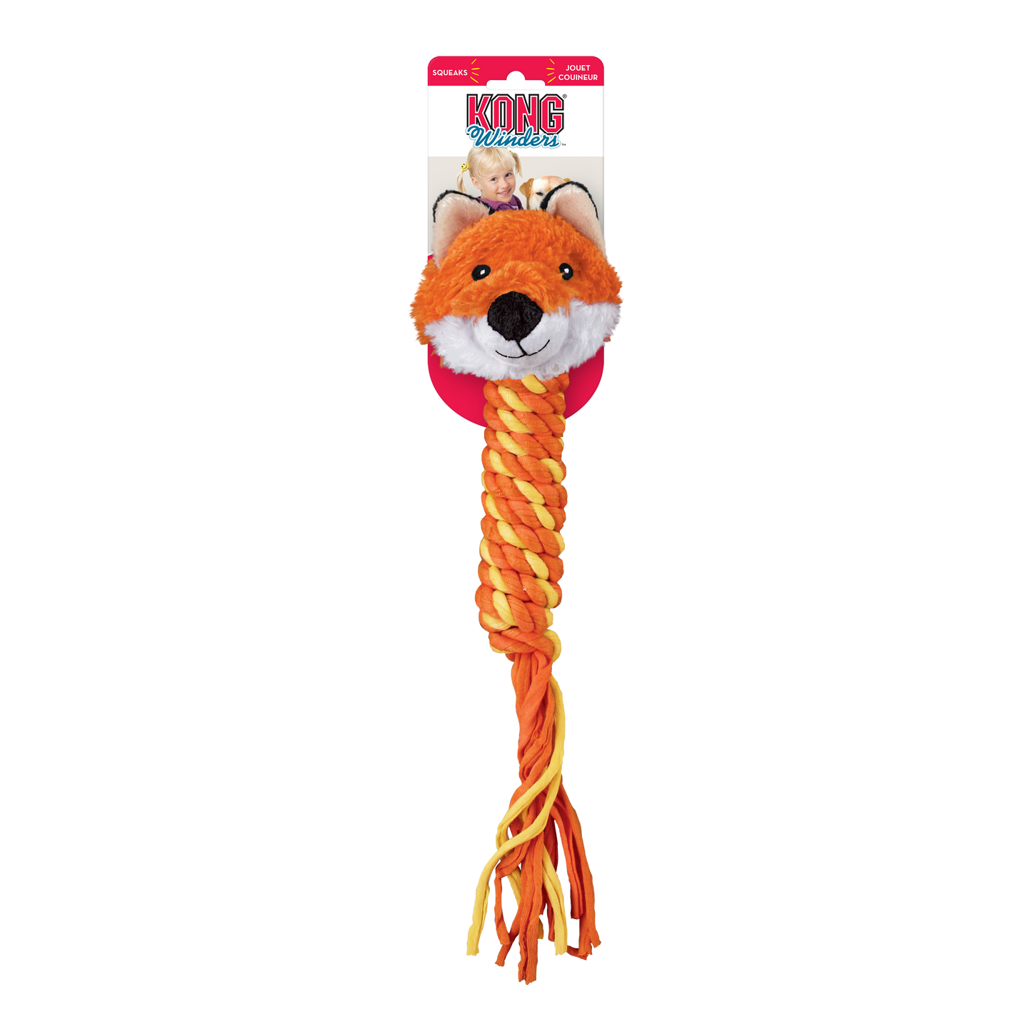 KONG Winder Fox - Plush, Squeaky Fetch and Throw Toy for Dogs