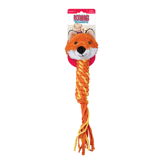 KONG Winder Fox - Plush, Squeaky Fetch and Throw Toy for Dogs