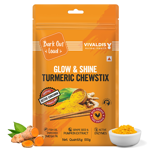 Bark Out Loud Glow and Shine Turmeric Chew Stix For Pets (100g)